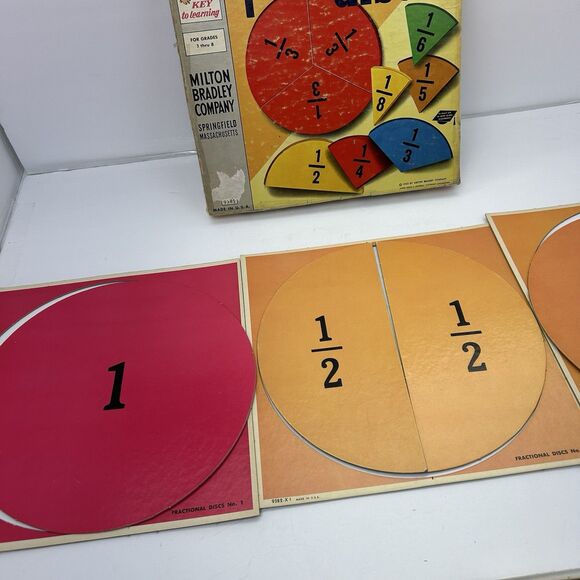 Vintage 1955 Milton Bradley Fraction Discs #9382 Learning Homeschool Education - Picture 4 of 13